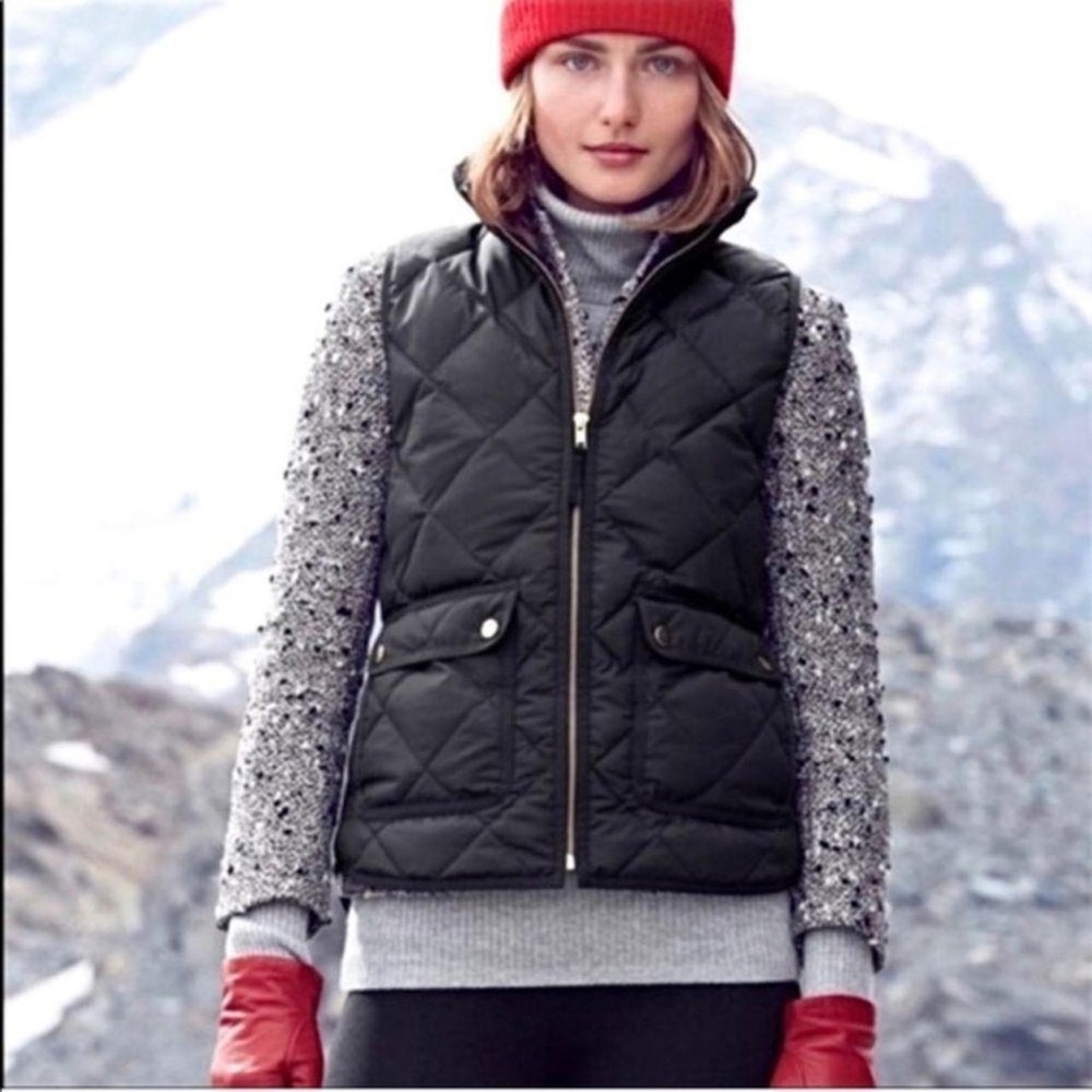 J. Crew Excursion Quilted Down Vest, Black, Women’s Medium Petite